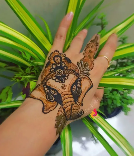 Elephant Drawing In Mehndi Design