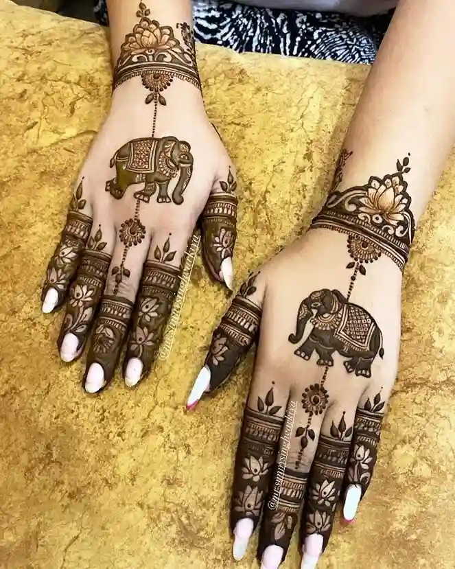 Engagement Elephant Mehndi Design