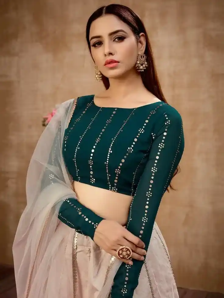 Full Sleeves Boat Neck Blouse Design For Lehenga Choli