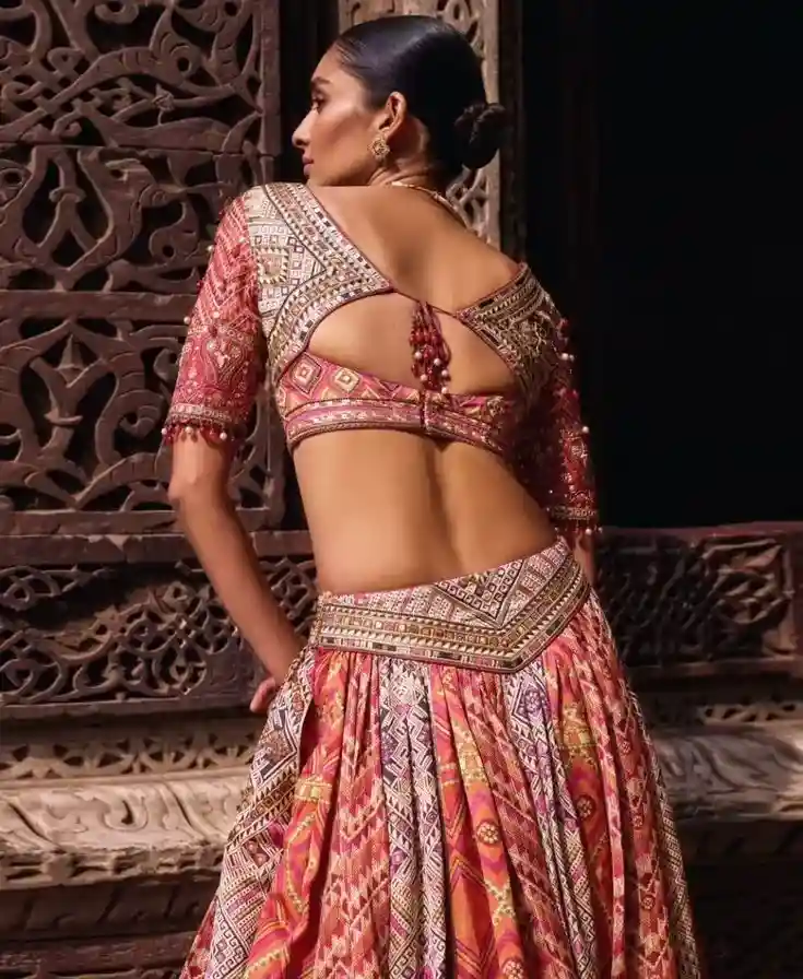 Heavy Work Lehenga Blouse Back Designs