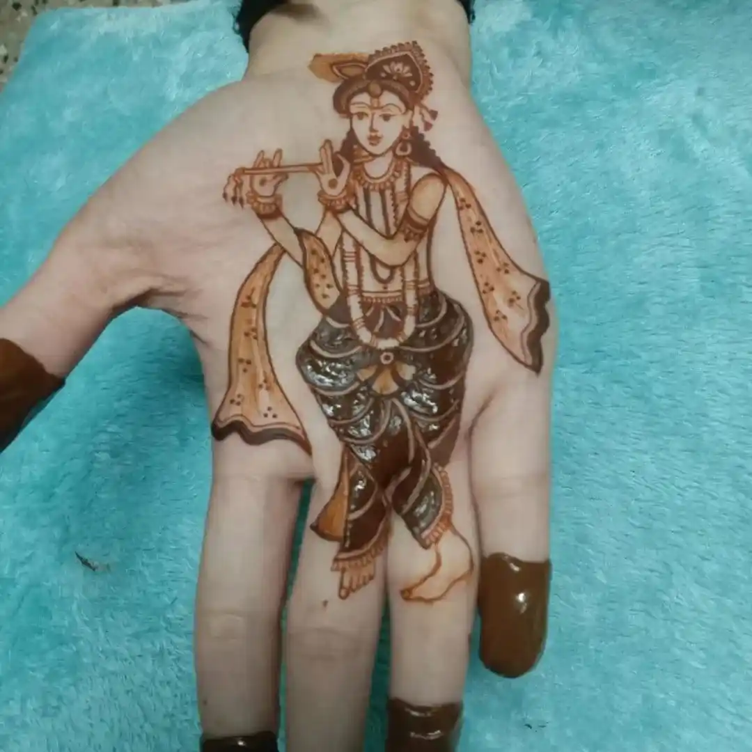 Krishna Motif Mehndi Art