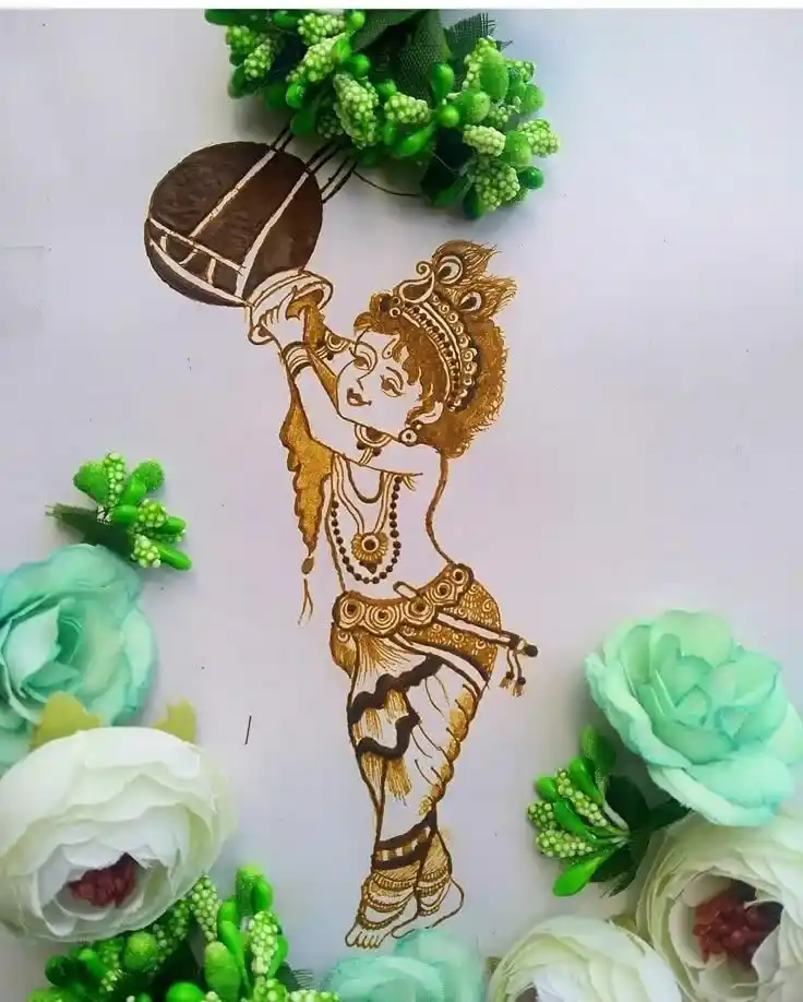 Krishna Theme Mehndi For Brides