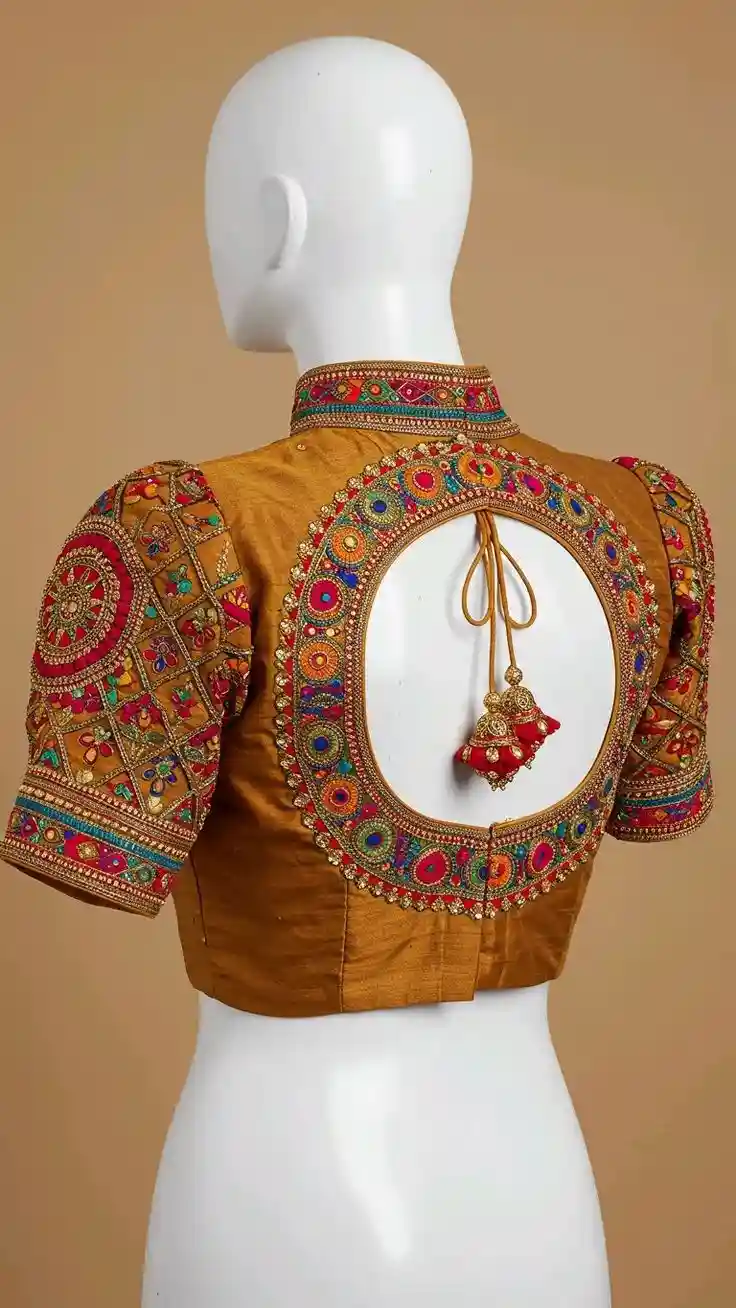 Lehenga Choli Back Side Half Saree Blouse Designs