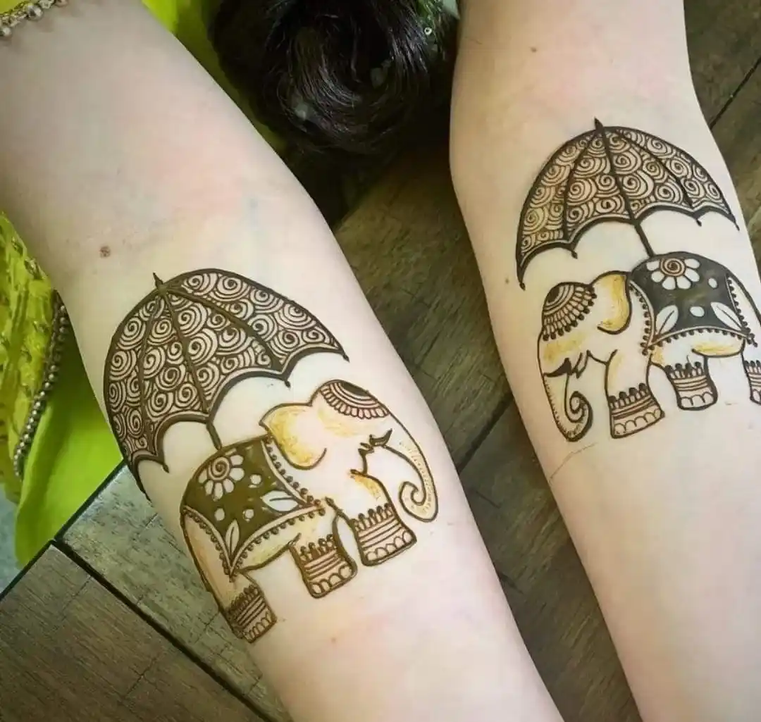 Mehndi Design With Elephant