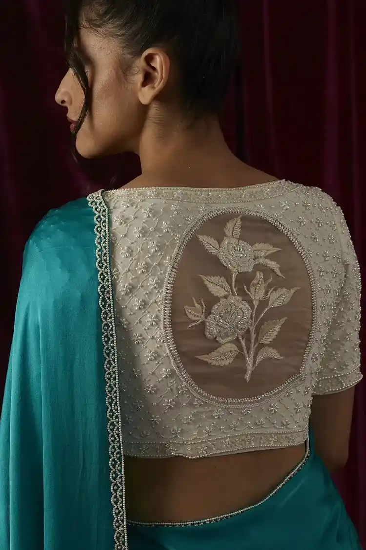 Net Blouse Back Neck Designs