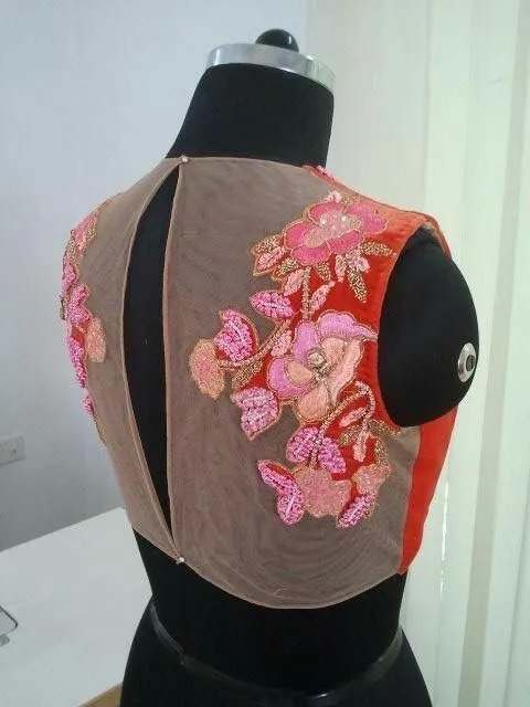 Net Blouse Designs With Stone Work