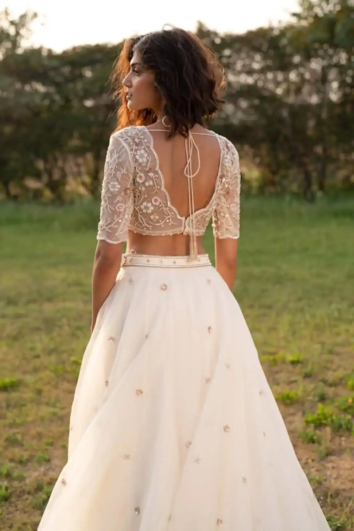 Net Lehenga Blouse Back Designs