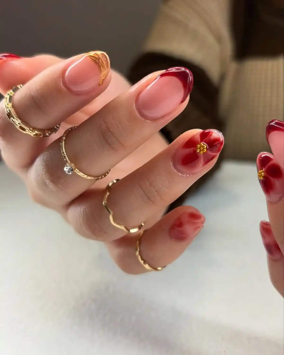 Red French Tip Nails