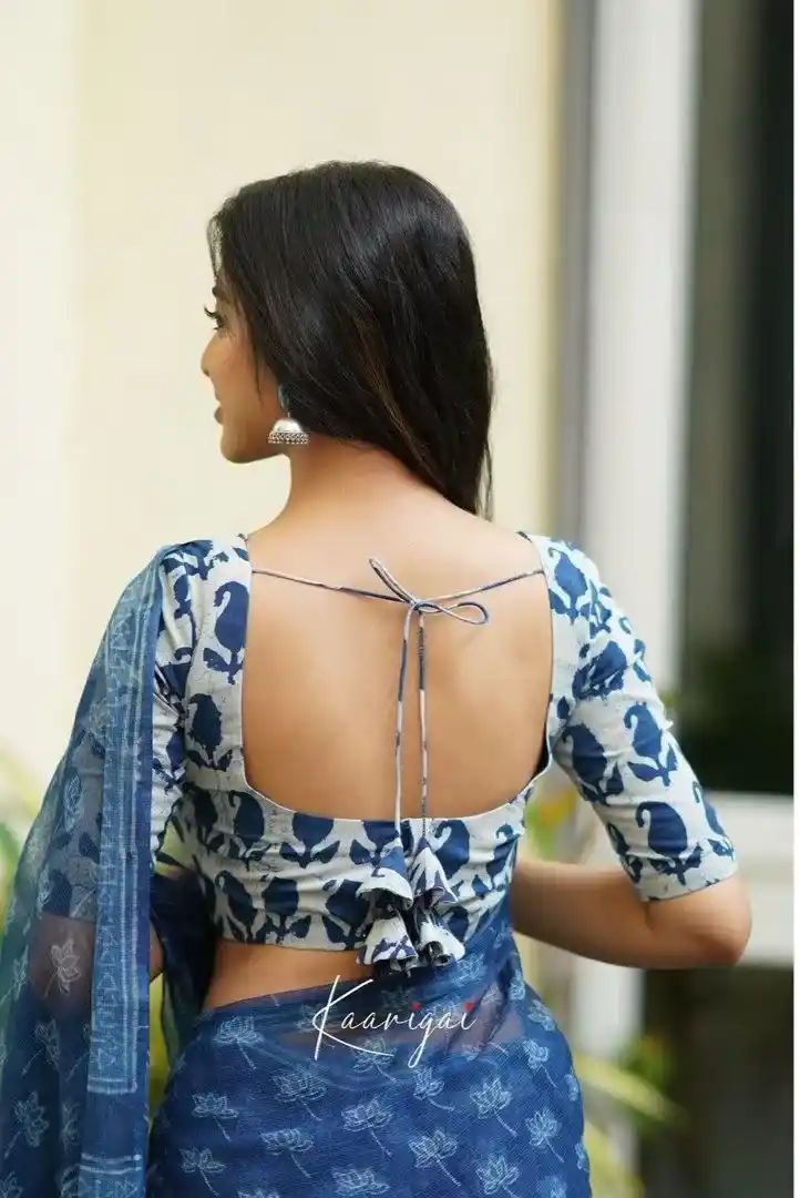 Silk Saree Boat Neck Blouse Design