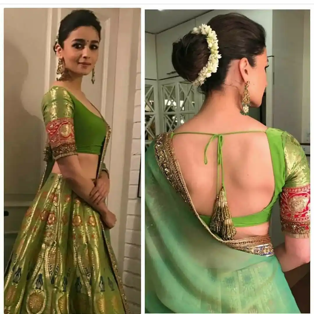 Stone Work Blouse Designs Front And Back