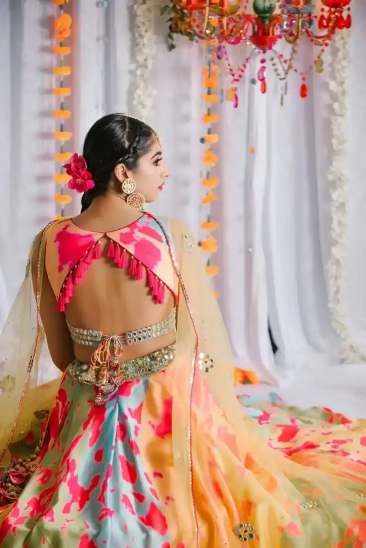 Stone Work Lehenga Blouse Back Designs