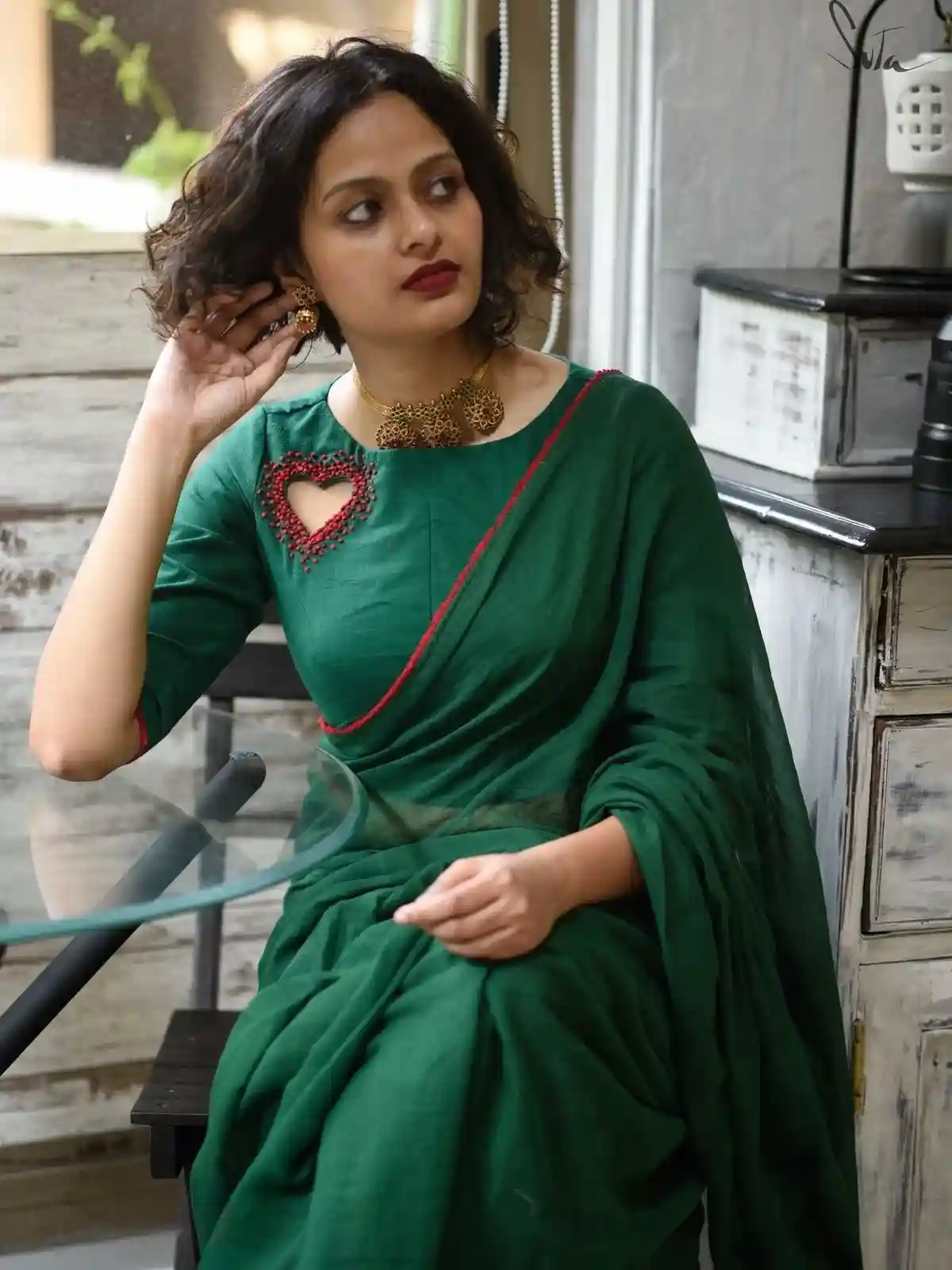 Stylish Boat Neck Blouse Designs With Embroidery