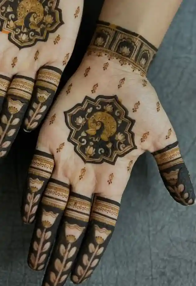 Karva Chauth Mehndi Designs With Peacock Motifs